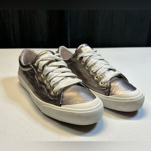 KEDS X Kate Spade Crew Kick 75 Shimmer Pewter Leather Sneakers Size 9